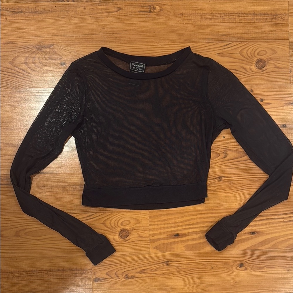 Mesh Long Sleeve Crop Top